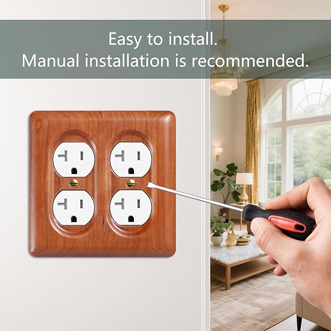 Cherry Electrical Outlet Covers Duplex Receptacle Natural Wood Wall Plate Cover