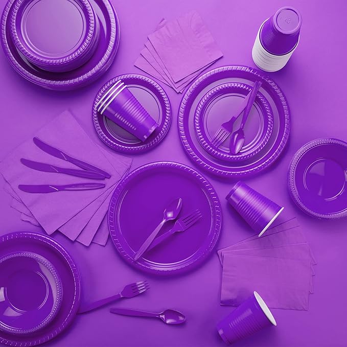 100 Pack Purple Beverage Napkins, Big Party Pack, 2 Ply, Ideal for Wedding, Party, Birthday, Dinner, Lunch, Cocktails. (5” x 5”) by Amcrate