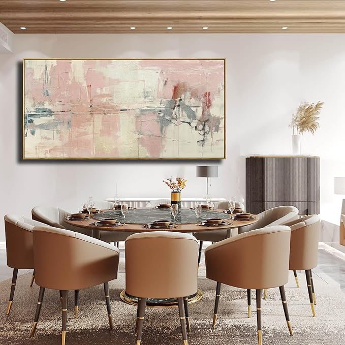 YJYart Pink Abstract Wall Art Room Decor for Teen Girls Modern Living Room Canvas Wall Art Bedroom Pictures Office Decoration for Wall 29x58in