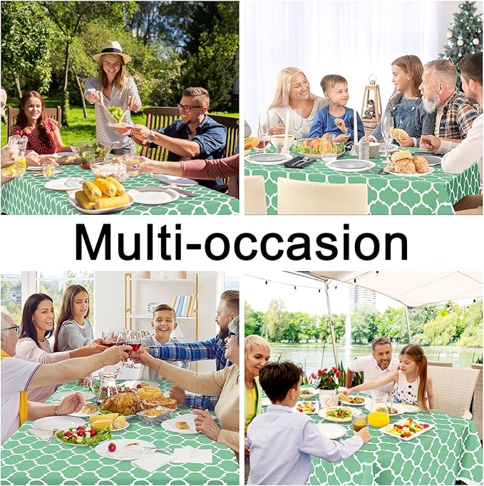 Smiry Rectangle Table Cloth, Waterproof Vinyl Tablecloth with Flannel Backing for Rectangle Tables, Wipeable Spillproof Plastic Tablecloths for Dining, Camping and Indoor (54"x108", Sage Green)