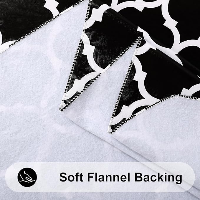 Smiry Rectangle Table Cloth, Waterproof Vinyl Tablecloth with Flannel Backing for Rectangle Tables, Wipeable Spillproof Plastic Tablecloths for Dining, Camping, Indoor and Outdoor (54"x78", Black)