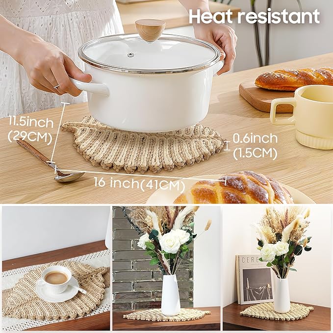 Placemats Set of 4,Natural Leaf-Shaped Charger Plates Handcrafted Fall Placemats for Dining Table Décor