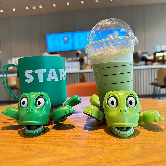 XYG® Turtle Coaster, Turtle Cup Holder with Funny Expression, 2 PCs Cup Holder with Liftable Limbs, Expressive Face for Turtles, Sea Tortoise Lover Gag Gifts Home Table Car Decor(2pc Light Green)
