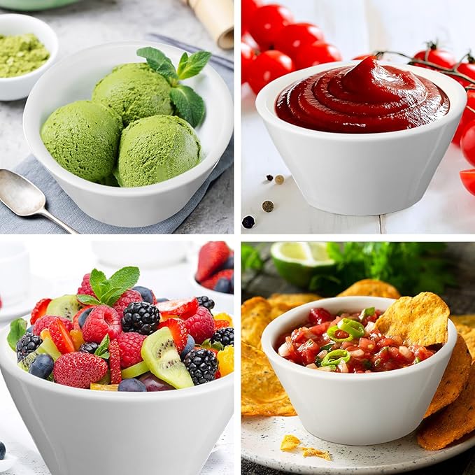 Domensi 18 Pcs 8 oz Porcelain Bowls Small Dessert Bowls Porcelain Broth Cups Soup for Ice Cream Dipping Sauce Bouillon Soups Salads Cereal, Microwave and Dishwasher Safe