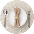 Round Placemats Set of 8 Woven Placemats Washable Braided Table Mats for Dining Table Heat Resistant Non-Slip Circle Place Mats(Cream)