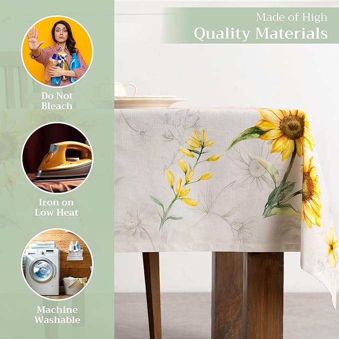 Maison d' Hermine Table Cloth Rectangle Table 100% Cotton 60 x 120 Inches Tablecloth Reusable Decorative for Dining Room Farmhouse Home Valentines Day Decorations Spring Summer - Candice