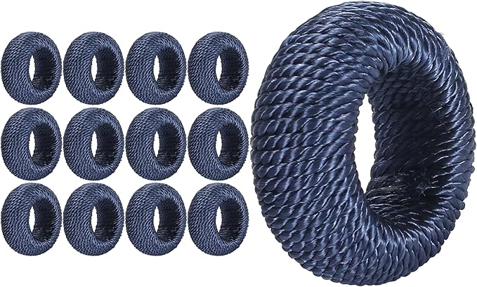 ALPHA Living HOME Woven Farmhouse Napkin Rings Set of 12 - Premium Decorative Napkin Rings Party Table Decor for Chic Tabletop & Dining, French Style, Gifting (Blue)