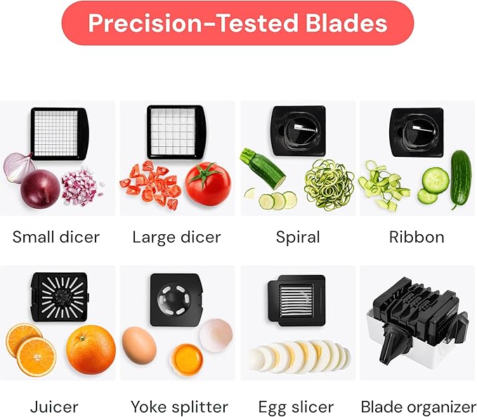 Fullstar The Original Pro Chopper - Vegetable Chopper and Spiralizer, Food Chopper with Container, Fruit Slicer, Kitchen Gadgets & Gifts, Home Essentials (7 in 1, White)