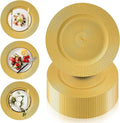 100 Pcs Gold Charger Plates Bulk, 13" Reusable Reef Serving Gold Chargers for Dinner Plates , Round Plastic Shiny Decorative Charger Plate for Wedding, Catering, Parties, Restaurant, Home Dinner Use
