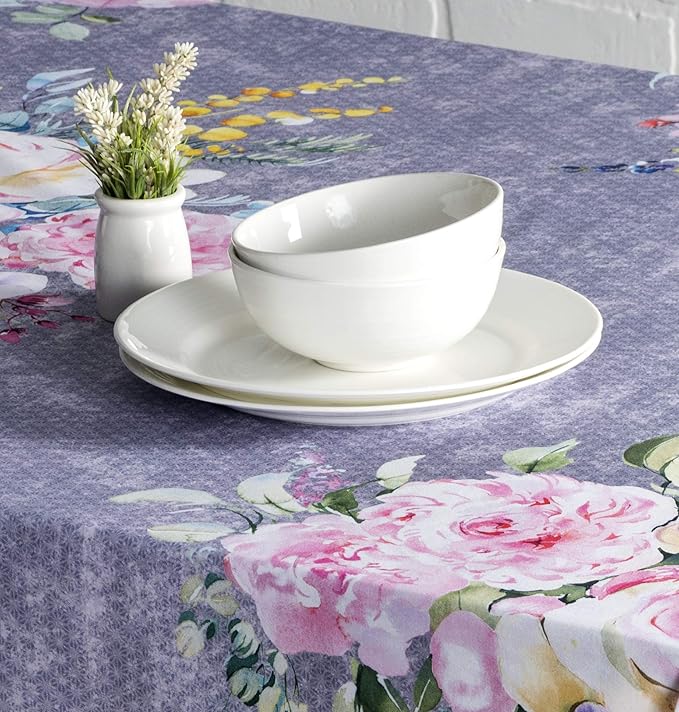 Maison d' Hermine Table Cloth Square Table 100% Cotton 54 x 54 Inches Tablecloth Reusable Decorative for Dining Room Farmhouse Home Valentines Day Decorations Spring Summer- Sweet Rose Lavender - Lush