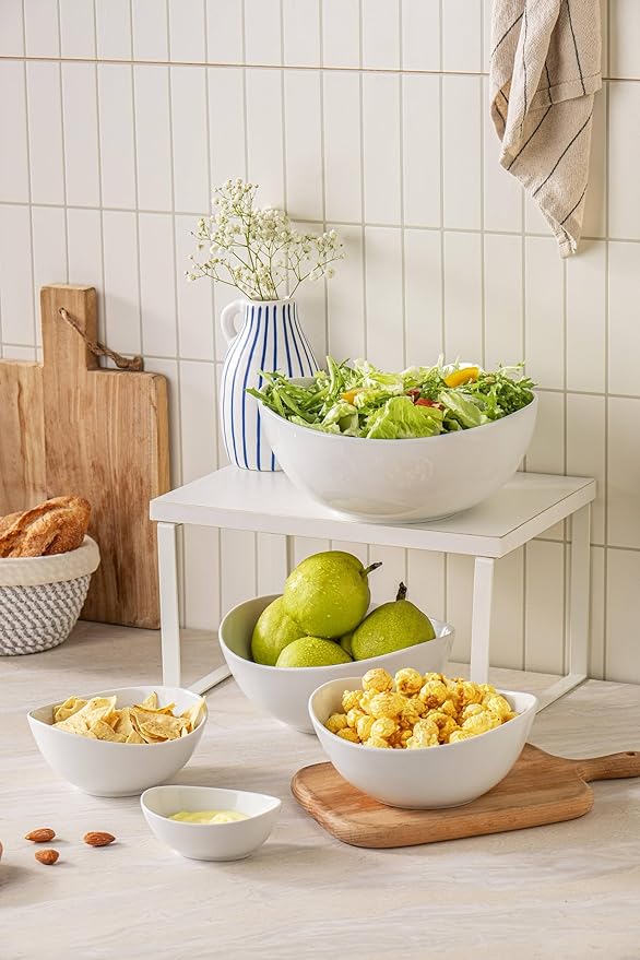 Porcelain Bowls, 32 OZ Ceramic Serving Bowls for Pasta, Stackable Set of 6 Plates for Condiment Souup, Cereal, Ramen, Pure White (7 Inch(32 Ounce))