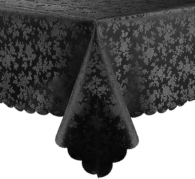 Smiry Rectangle Table Cloth, Waterproof Heavy Duty Vinyl Tablecloths, Wipeable Washable Table Cover for Kitchen and Dining Room (Black, 52" X 70")
