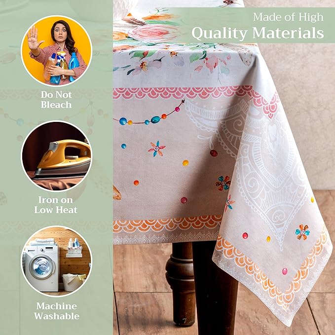 Maison d' Hermine Table Cloth Square Table 100% Cotton 54 x 54 Inches Tablecloth Reusable Decorative for Dining Room Farmhouse Home Valentines Day Decorations Spring Summer - Ibiza - Beige