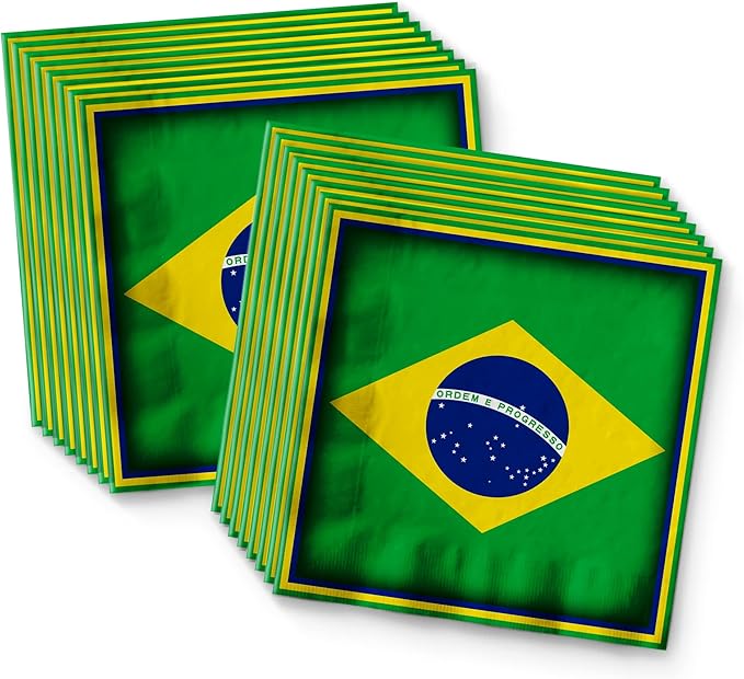 Brazil Flag Birthday Party Supplies Set Plates Napkins Cups Tableware Kit for 16