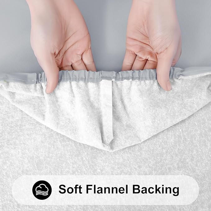 Smiry Rectangle Tablecloth, Elastic Fitted Flannel Backed Vinyl Tablecloths for 4ft Folding Tables, Waterproof Wipeable Table Covers for Indoor, Outdoor, Picnic and Camping (Light Grey, 24"x48")