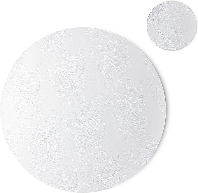 Set of 8 PU Leather Placemats, Waterproof Coffee Coasters, Kitchen Table Mats, Easy to Wipe Off for Dining Round Table