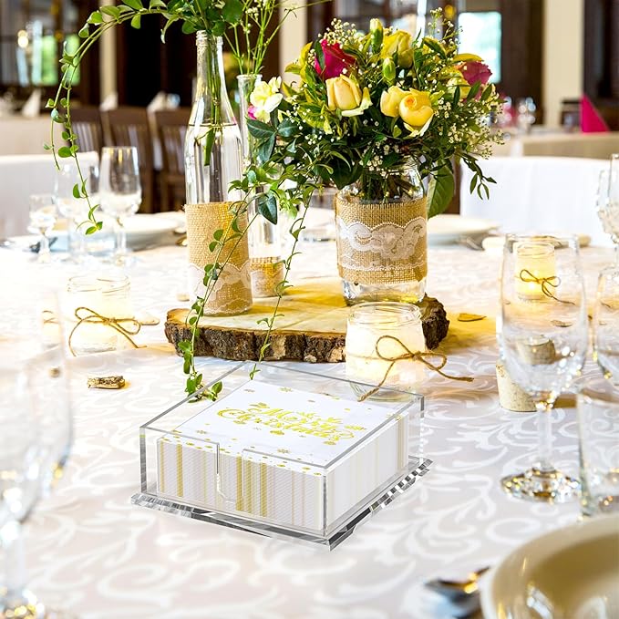 Transparent Acrylic Napkin Holder Clear Guest Paper Disposable Hand Towel Dispenser Tray Organizer For Table Home Kitchen Restaurant and Hotel Business