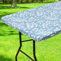 Smiry Rectangle Table Cloth Cover, Waterproof Elastic Fitted Picnic Tablecloth for 4 Foot Tables, Wipeable Flannel Backed Vinyl Tablecloths for Camping, Dining, Outdoor (Baby Blue, 30" x 48")