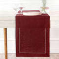 D'Moksha Homes Linen Dark Red Table Runner 132 Inches Long - 100% Pure Linen Extra Long Table Runner 14 x 132 Inch for Valentines, Spring - Classic Hemstitch