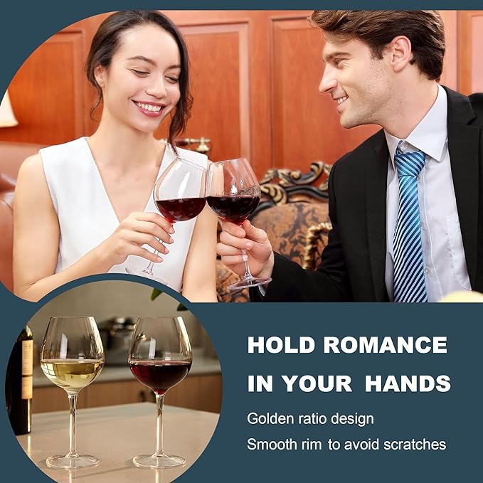 MICHLEY Unbreakable Red Wine Glasses 17 oz, Tritan Plastic Reusable Stemware for Indoor and Outdoor Use, Set of 2