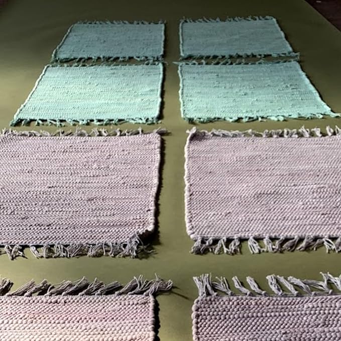 PILLOWPIA Handcrafted Chindi Placemat – 100% Cotton, Handwoven Boho Table Mat | Eco-Friendly, Colorful Decor for Dining, Kitchen, or Coffee Table - Aquatic