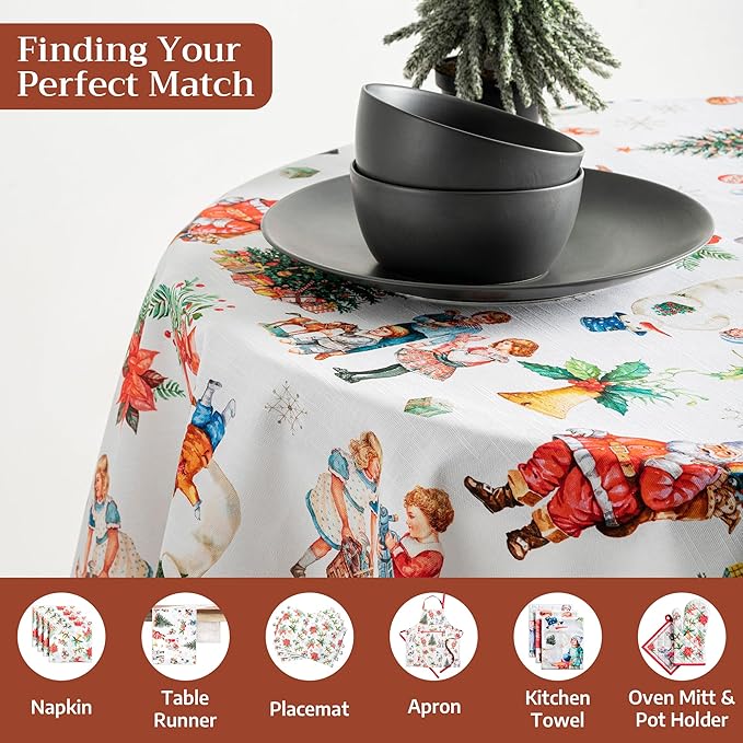 Maison d' Hermine Table Cloth Round Table 100% Cotton 69 Inches Fall Tablecloth Reusable Everyday Use for Thanksgiving Christmas Decorations Dining Farmhouse Party (Chromo)
