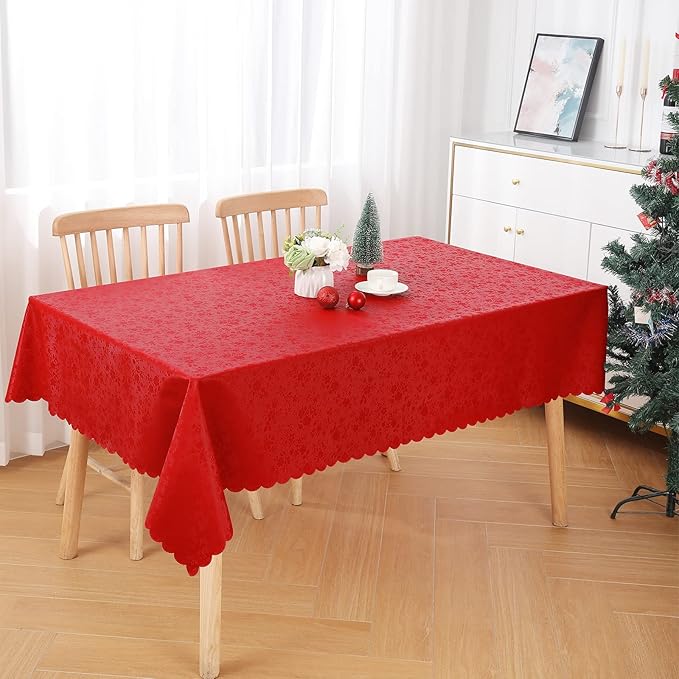 Smiry Rectangle Table Cloth, Waterproof Heavy Duty Vinyl Tablecloths, Wipeable Washable Table Cover for Kitchen and Dining Room (Red, 70" X 108")