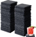 Slate Coasters Set of 60,4-Inch Black Square Stone Drink Coasters with Scratch-Resistant Backing,Durable Tabletop Protection for Home Office Kitchen,Ideal Housewarming Wedding Gifts