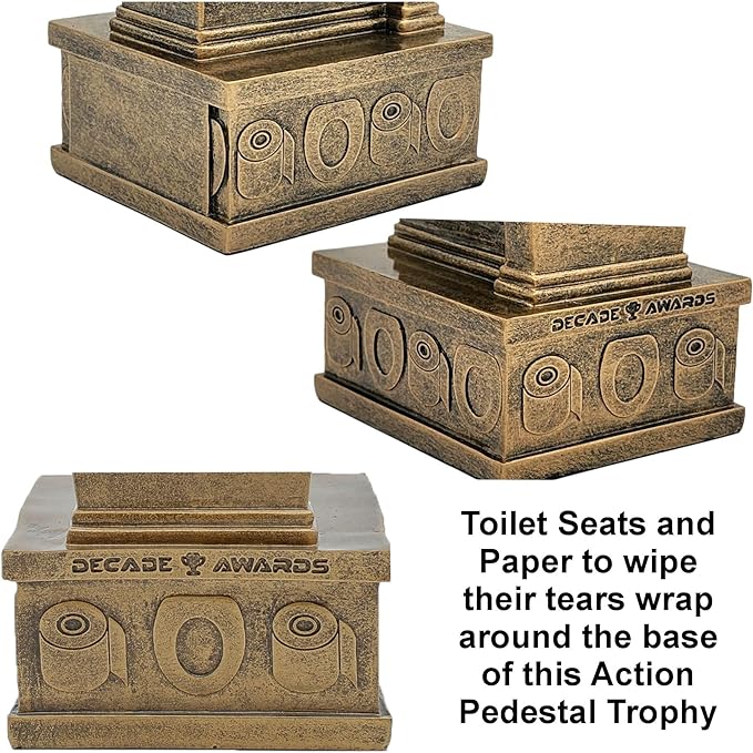 Decade Awards Action Pedestal Gold Toilet Bowl Trophy with Optional Inserts - Custom Engraved Plate On Request (7 Inch Tall)