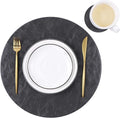 Set of 6 Embossed PU Leather Placemats, Waterproof Coffee Coasters, Kitchen Table Mats, Easy to Wipe Off for Dining Round Table
