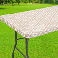 Smiry Rectangle Table Cloth Cover, Waterproof Elastic Fitted Picnic Tablecloth for 6 Foot Tables, Wipeable Flannel Backed Vinyl Tablecloths for Camping, Dining, Outdoor (Khaki, 30" x 72")
