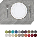 Kevin Textile Placemats, Set of 4 Heat-Resistant Placemats for Kitchen Table, Washable Durable Linen Table Mats Woven Placemats (4 Pcs, 13"x19", Sesame Grey)