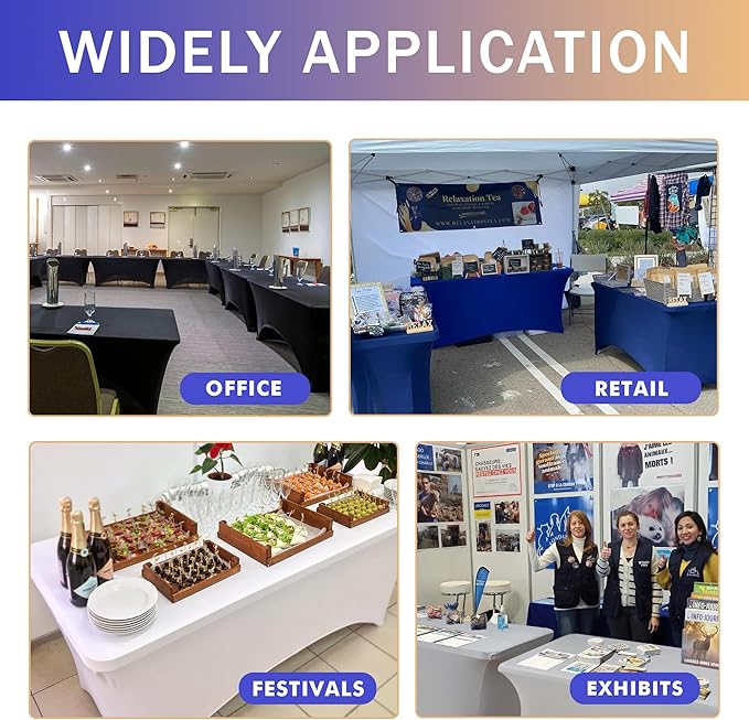 Nasitos 2 Pack Spandex 6 ft Fitted Table Cloth for Rectangle Table-Open Back Stretch Grey Tablecloth, Washable Fabric and Wrinkle Resistant Table Covers for Trade Show, Parties, Wedding, Craft Fair
