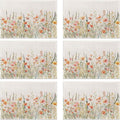 Placemats, Wild Flowers Herbs Botanical Placemats 12x18 Inch Waterproof Non-Slip Washable Table Mats for Kitchen Dining Party Table Decor,Set of 6
