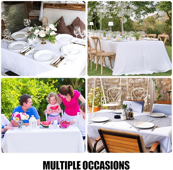 Smiry Rectangle Table Cloth, Waterproof Anti-Scratch Polyester Tablecloth, Decorative Washable Fabric Table Cover for Dining, Buffet, Parties and Outdoor, 54x78, White