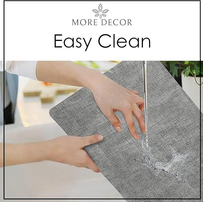 More Décor Faux Leather Placemats Set of 4 for Dining Table – Waterproof, Wipeable, Washable, Stain & Heat Resistant, Non-Slip Table Mats – 12 X 17 Inch, Light Grey