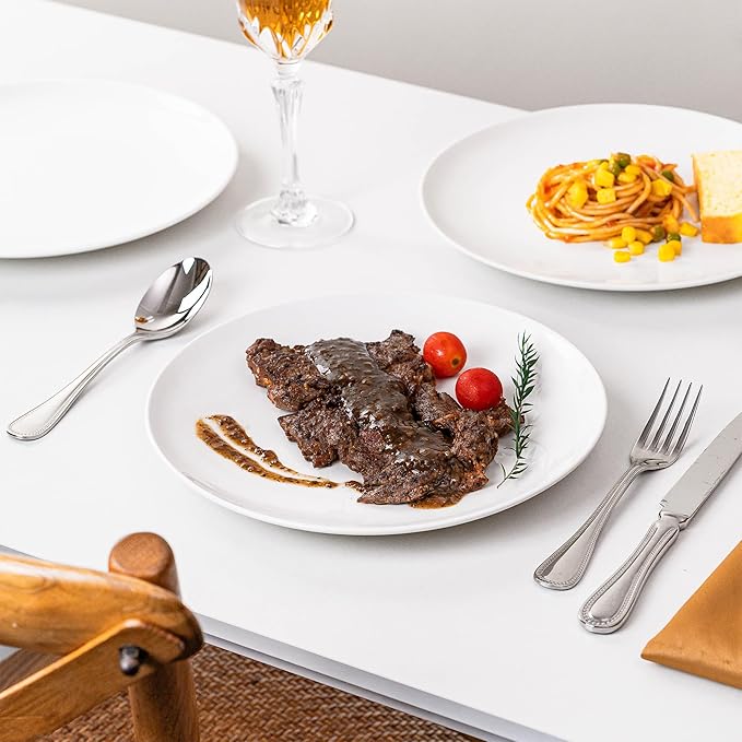 White Dinner Plates Set of 6, 10 Inch Ceramic Plates – White Porcelain Dinner Plates for Kitchen, Serving & Everyday Use, Microwave & Dishwasher Safe
