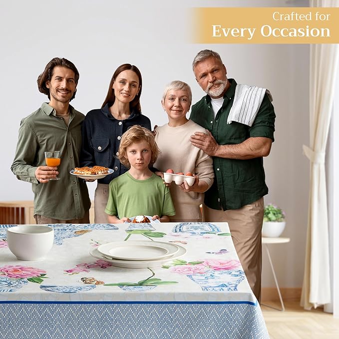 Maison d' Hermine Table Cloth Square Table 100% Cotton 60 x 60 Inches Tablecloth Reusable Decorative for Dining Room Farmhouse Home Valentines Day Decorations Spring Summer - Canton