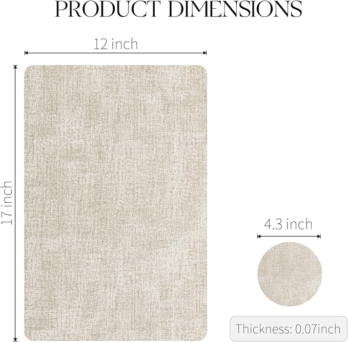MOSAYT Faux Leather Placemats Set of 6, Heat Resistant Wipeable Washable Vinyl Place Mats with Coasters, Waterproof Oil Proof Table Mats for Kitchen Dining Party Indoor Outdoor, 12" x 17", Beige
