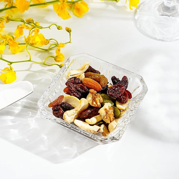 kanpura Mini Glass Bowls, Square Prep Bowl, Dishwasher Safe, Pinch Bowls for Dipping Spices Sauce, Stackable, 1.8 oz, Set of 6, (Clear)