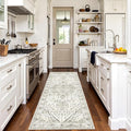 3x7 Runner Rugs for Hallway Non-Slip Hallway Runner Rug with Rubber Backing Washable Rug Runner for Kitchen Bedroom Vintage Distressed Carpet (Border Cream)