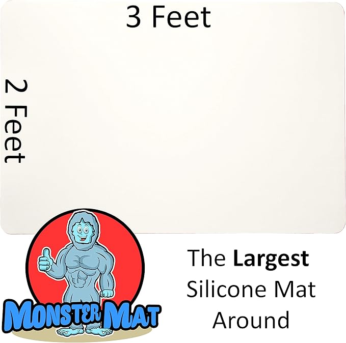 MonsterMat 36x24 Inch Extra Large Silicone Table Protector Craft Mat for Painting, Clay, Projects, Arts and Crafts and More. Easy Clean Up and Rolls for Storage. Largest Mat Available