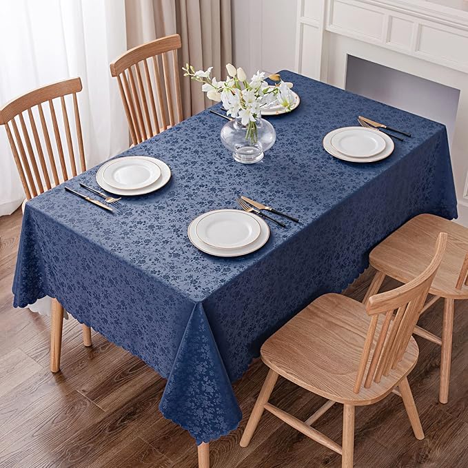 Smiry Rectangle Table Cloth, Waterproof Heavy Duty Vinyl Tablecloths, Wipeable Washable Table Cover for Kitchen and Dining Room (Navy Blue, 70" X 120")
