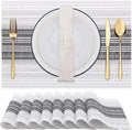 Winknowl Placemats Set of 8, Washable Vinyl Woven Placemats, Heat Resistant & Wipeable Table Mats for Kitchen Dining Table (White)