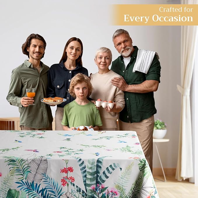 Maison d' Hermine Table Cloth Rectangle Table 100% Cotton 60 x 90 Inches Tablecloth Reusable Decorative for Dining Room Farmhouse Home Valentines Day Decorations Spring Summer - Tropiques
