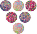 KAMMAK Boho Style Coasters Set of 6 with Cork Base,4in Absorbent Ceramics Art Coaster, Drink Coasters Round Ceramic Table Coasters Set for Decorative, Coffee Cup, Beverage, Wine, Beer, Bar