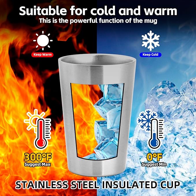 5 Pack 12 oz Stainless Steel Insulated Cup, Double Wall Vacuum Small Metal Cup, Reusable Camping Cups Unbreakable Indoor Outdoor for Party, Home, Office, BBQ, Sliver