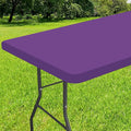 Smiry Rectangle Tablecloth, Elastic Fitted Flannel Backed Vinyl Tablecloths for 6ft Folding Tables, Waterproof Wipeable Table Covers for Indoor, Outdoor, Camping and Picnic (Purple, 30"x72")