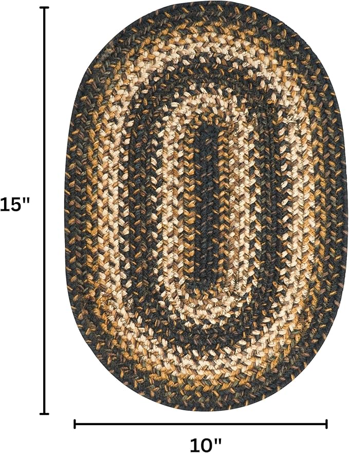 Homespice Kilimanjaro Premium Jute Braided Placemat Set of 4 Oval 10x15 Black Reversible, Natural Jute Yarn Rustic, Country, Primitive, Farmhouse Style
