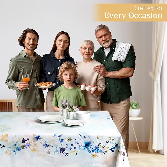 Maison d' Hermine Table Cloth Rectangle Table 100% Cotton 60 x 108 Inches Tablecloth Reusable Decorative for Dining Room Farmhouse Home Valentines Day Decorations Spring Summer - Lazy Summer Days